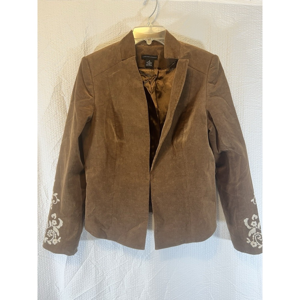 Madison Studio Women's 8 Jacket Blazer Embroidered Faux Suede Boho Artsy